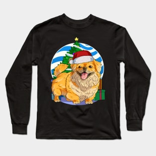 Pekingese Dog Cute Santa Christmas Gift Long Sleeve T-Shirt